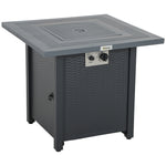 Outdoor Propane Gas Fire Pit Table W/ Lid And Lava Rocks