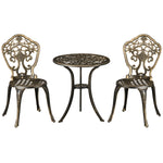 3 Piece Cast Aluminium Bistro Setwith Parasol Hole Balcony