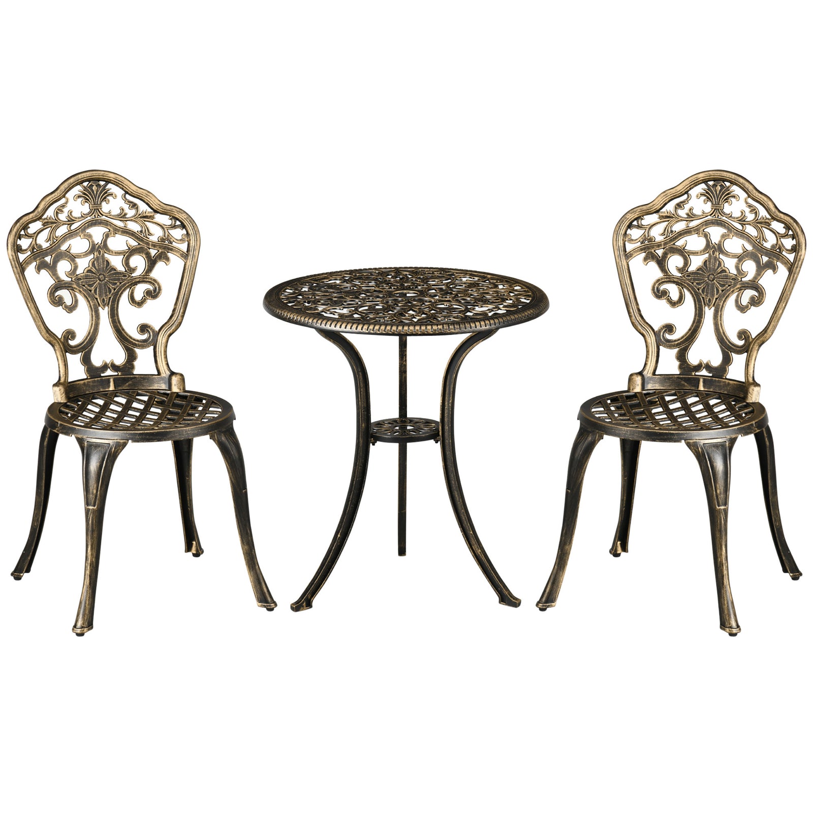 3 Piece Cast Aluminium Bistro Setwith Parasol Hole Balcony