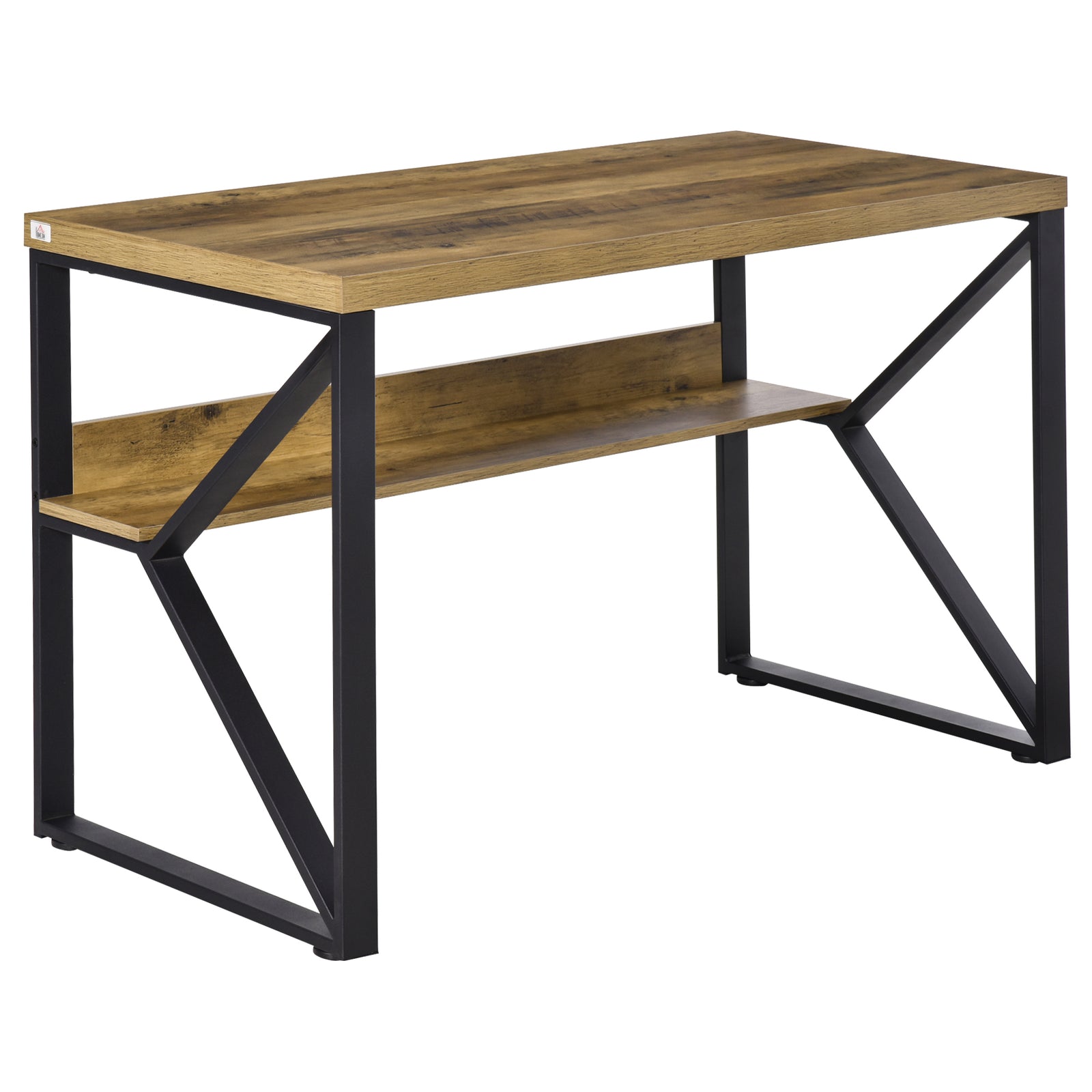 Workstation Desk With Storage Shelf, Brown