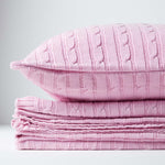 Combed Cotton Cable Knit Throw | 150cm x 200cm | Pink