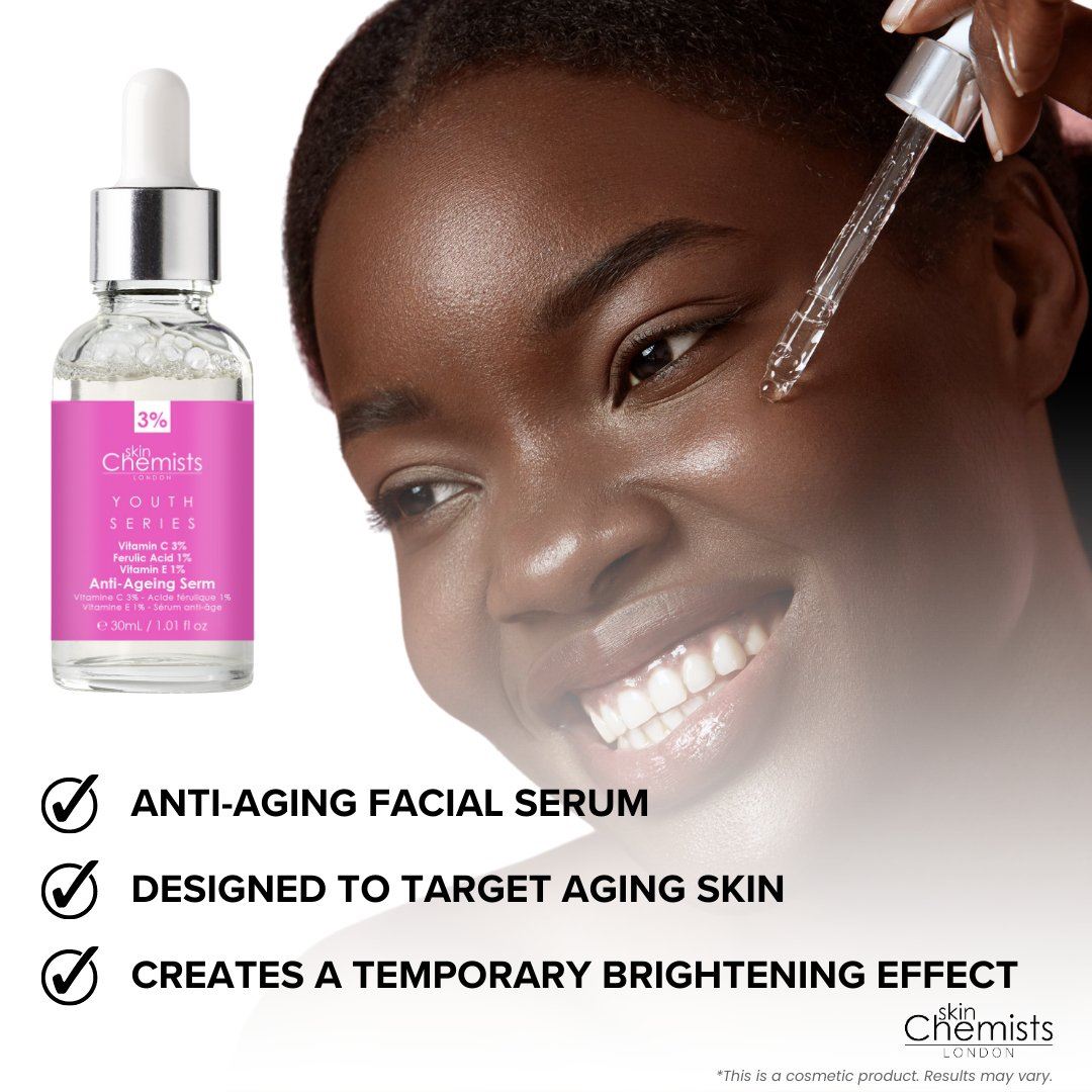 skinChemists Anti-ageing Advanced Serum Vitamin C 3%, Ferulic Acid 1%, Vitamin E 1% 30ml For Brightening And Radiance