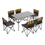 7 Pieces Folding Camping Table And Chairs Set Portable With Carrying Bag