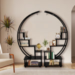 2pcs Half-moon-shaped Plant Stand Display Shelf With Wheels