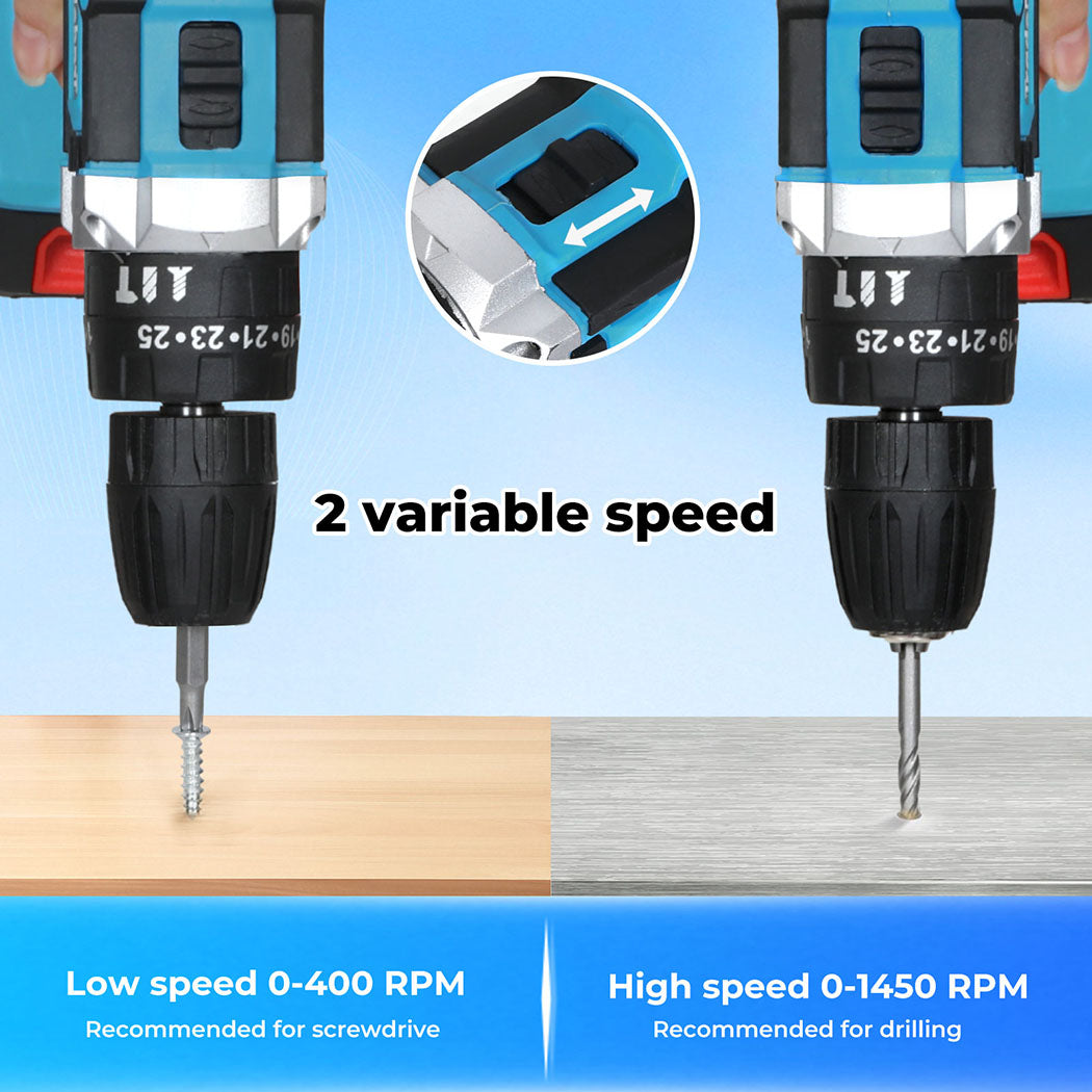 2 Battery 21v Cordless Drill Combi Driver Electric Screwdriver Set | Blue