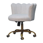 Solid Mango Wood White Boucle Swivel Chair
