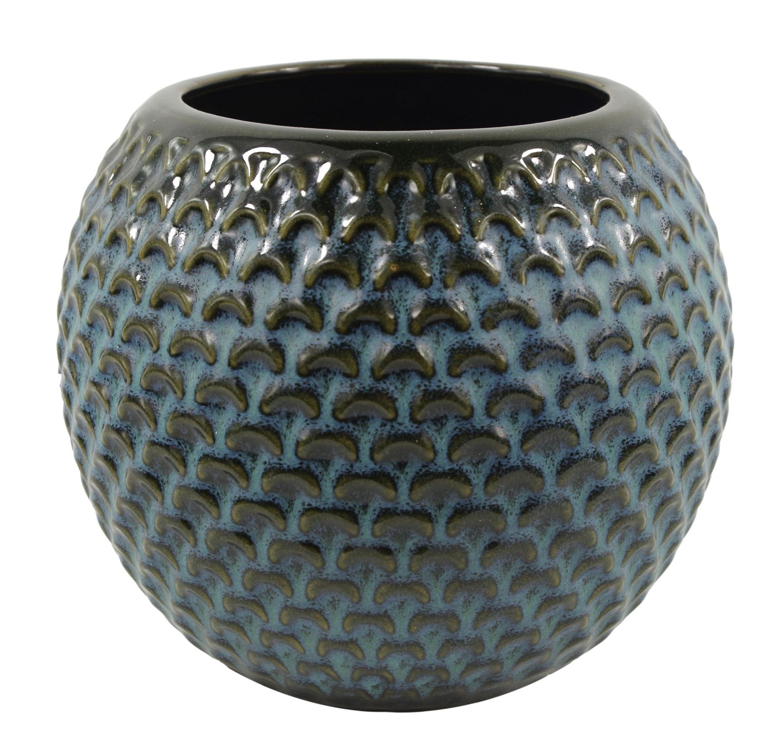 Blue Ceramic Plant Pot 15 X 15 X 12.5cm