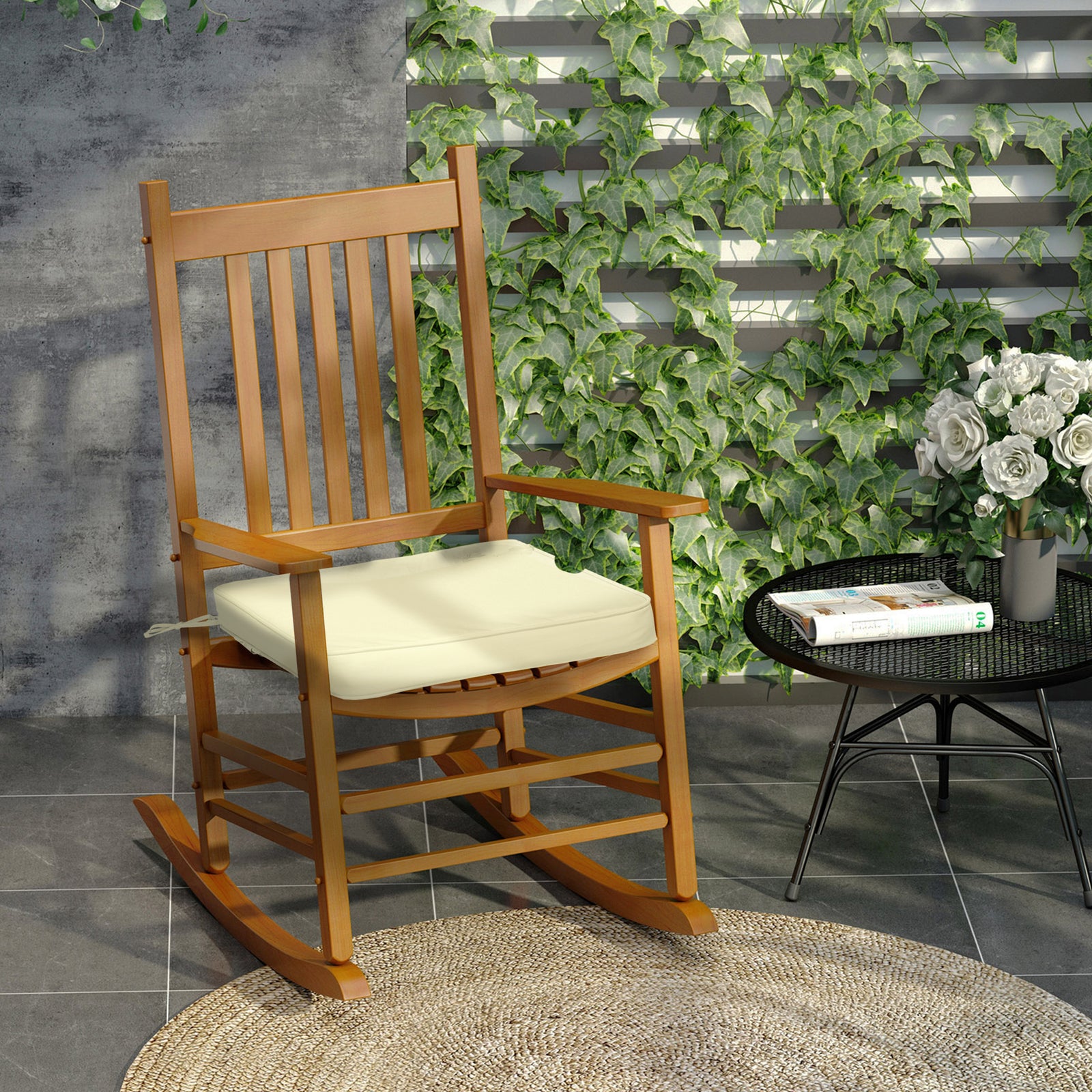 6-piece Chair Cushion Seat Pads Dining Chair Withstraps | Cream