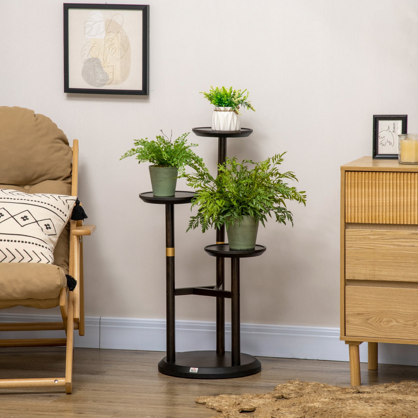 3 Tiered Plant Stand, Plant Shelf For Indoor & Outdoor | Brown