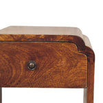 Solid Wood Newton Mini Chestnut Nightstand With A Drawer And Open Shelf