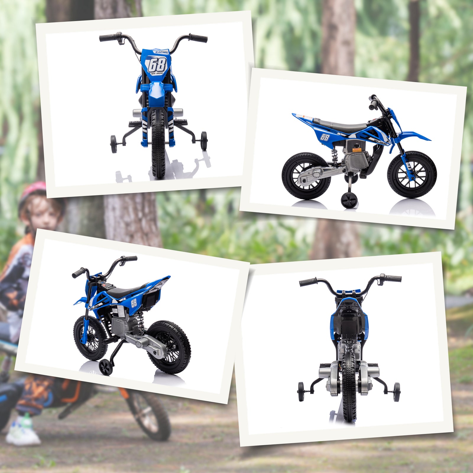12v Kids Electric Motorbike W/ Twist Grip Throttle, Music | Blue