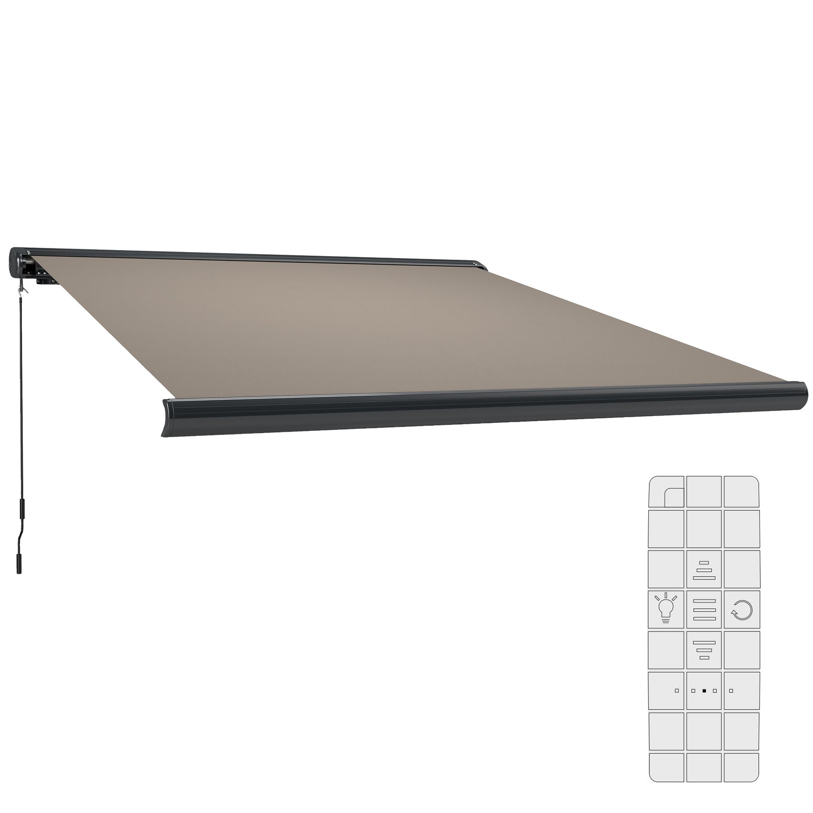 Diy Retractable Canopy With Remote Controller For Patio | Large | Light Grey