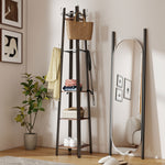 HOMCOM Industrial Coat Stand With 4 Storage Shelves And 8 Hooks