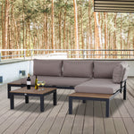 3pcs Garden Sofa Side Table Set W/ Cushions