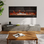 Modern Electric Fireplace – 12 Flame Colors, 6 Brightness Levels, Smart App & Remote Control, High-carbon Steel Housing | Small | Black