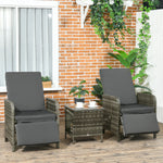 3 Pieces Rattan Bistro Set W/ Adjustable Backrest | Dark Gray