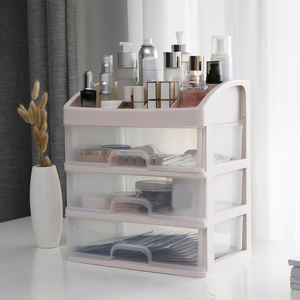 Plastic Makeup Organizer With 3 Drawers