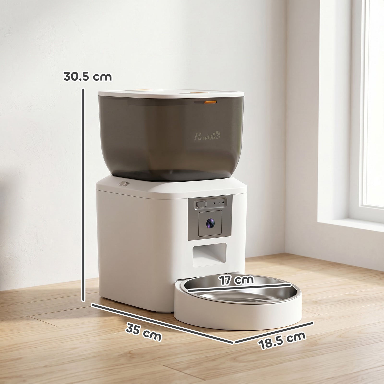 PawHut Automatic 4l Cat Feeder With Camera, 2.4g Wifi, Smart App Control