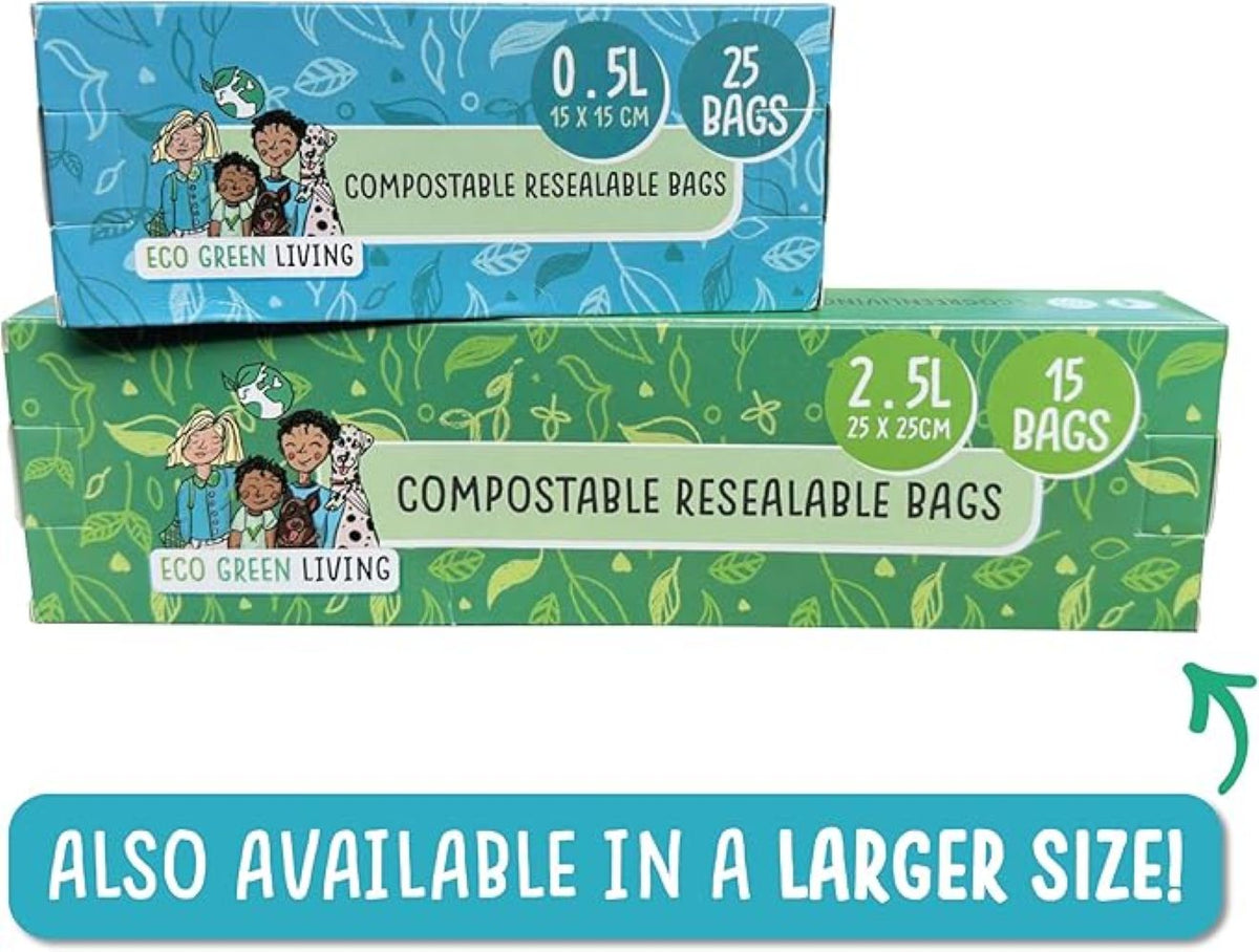 Compostable Resealable Zip Lock Bags Small  0.5 Litre | Set of 3 | White