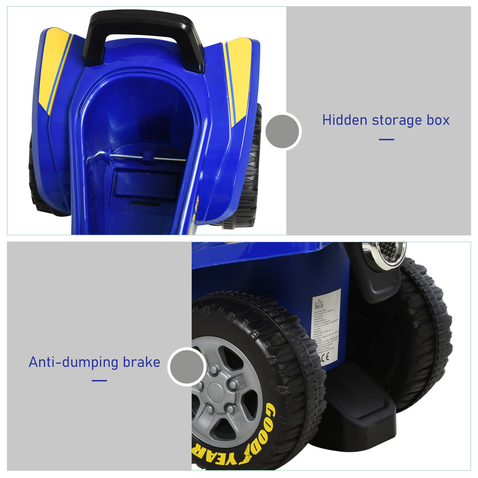 Goodyear Baby Quad Ride-on Walker W/ Lights Horn Storage 18-36 Months