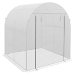 Polytunnel Greenhouse W/ Mesh Windows 1.8x1.8x2m | White