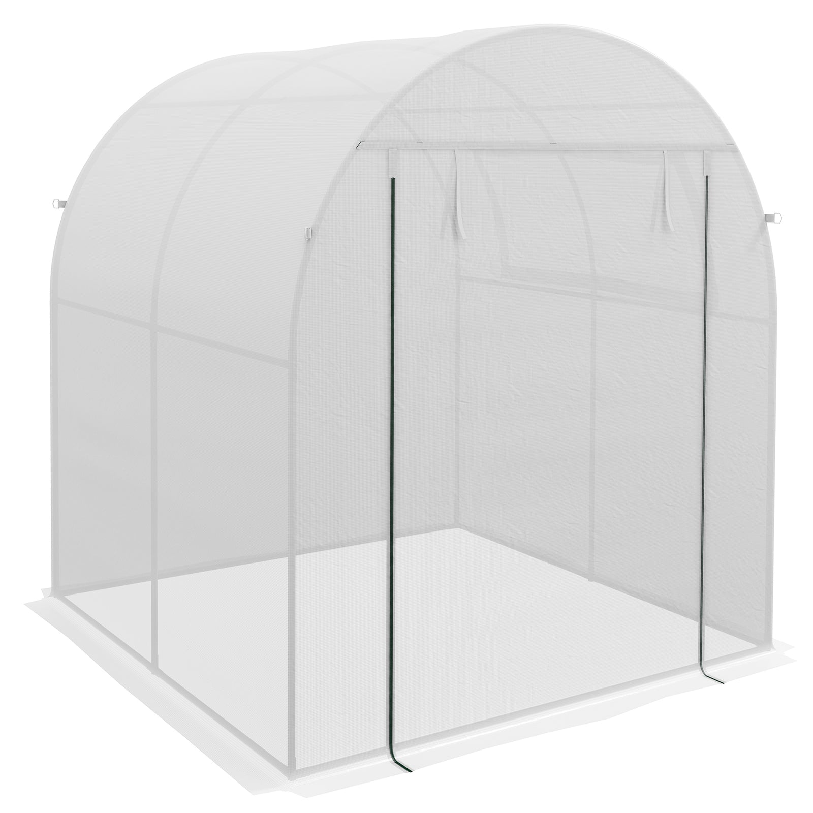 Polytunnel Greenhouse W/ Mesh Windows 1.8x1.8x2m | White