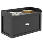 Stainless Steel Raised Dog Bowl W/ 21l Storage Drawer, For Large Dogs | Black
