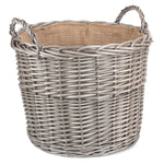 Wicker Antique Wash Finish Lined Log Basket | Extra Large | Brown