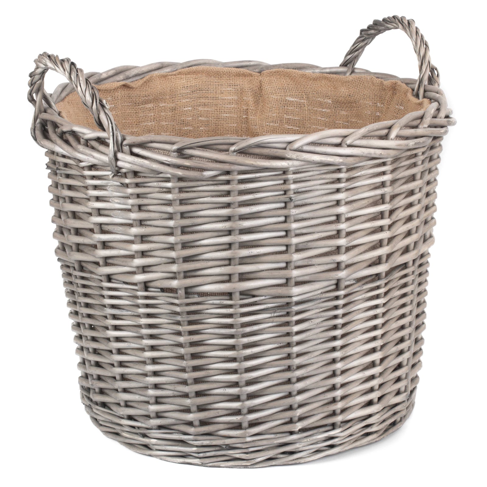 Wicker Antique Wash Finish Lined Log Basket | Extra Large | Brown