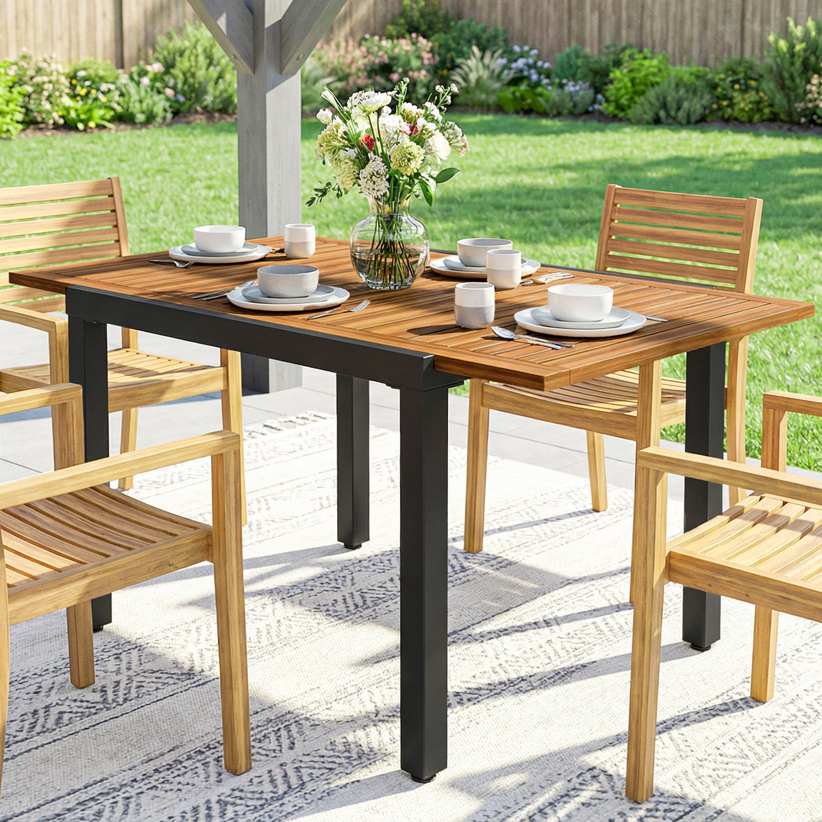 Outsunny Patio Dining Table Expandable 80-120 Cm