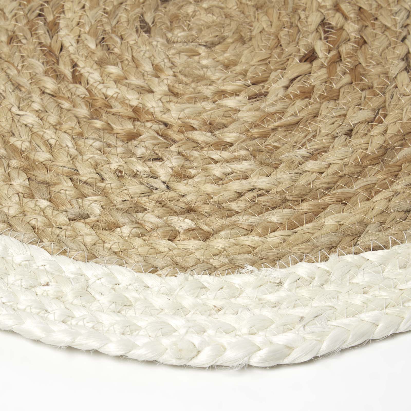 HOMESCAPES Natural & Cream Braided Jute Handwoven Round Placemats Set Of 4