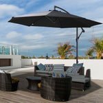 3m Garden Parasol W/ Crank & Base | Black