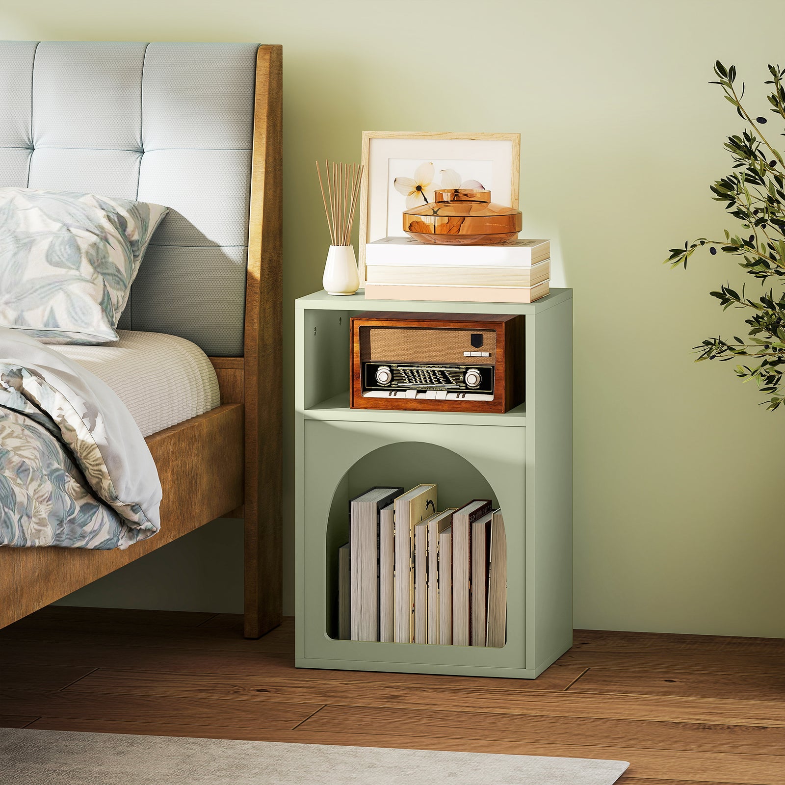 Bedside Table, Modern Bedside Cabinet For Bedroom | Green