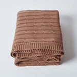Combed Cotton Cable Knit Throw | 130cm x 170cm | Chocolate