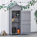 Wood Garden Storage Shed Tool Cabinet With Felt Roof | Dark Gray