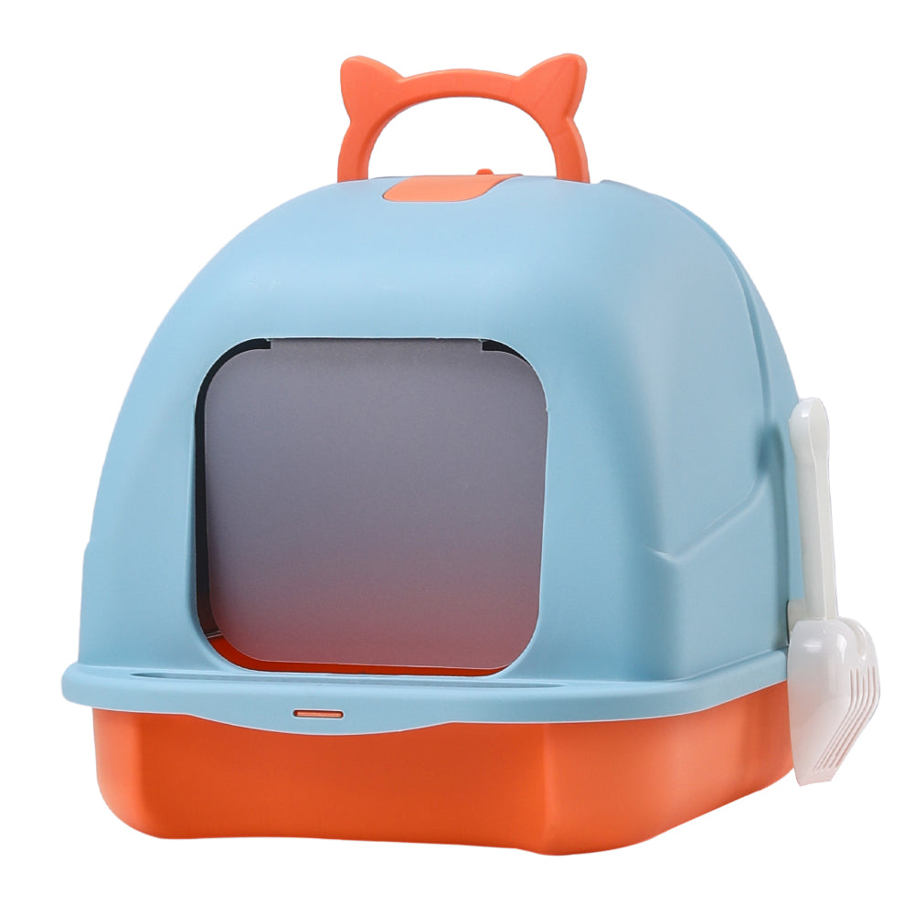 Durable Pp Cat Litter Box With Handle And Scoop Portable | Blue