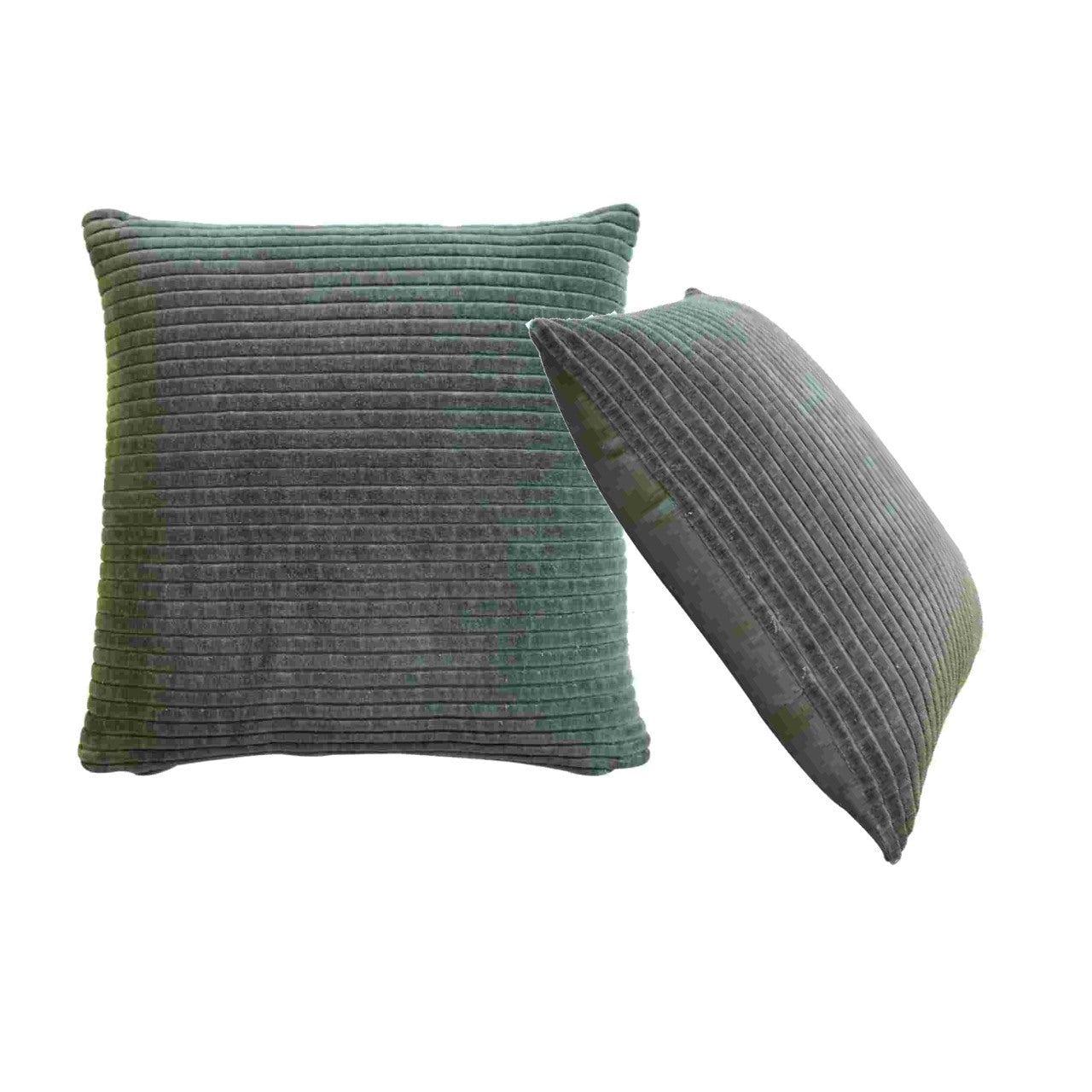 Ribbed Cushion Set, Velvet Fabric | Set-of-2 | Green
