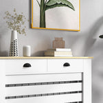 Radiator Cover With Drawer, Horizontal Slat | 111cm | White
