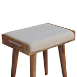 Solid Mango Wood Boucle Cream Tray Style Footstool