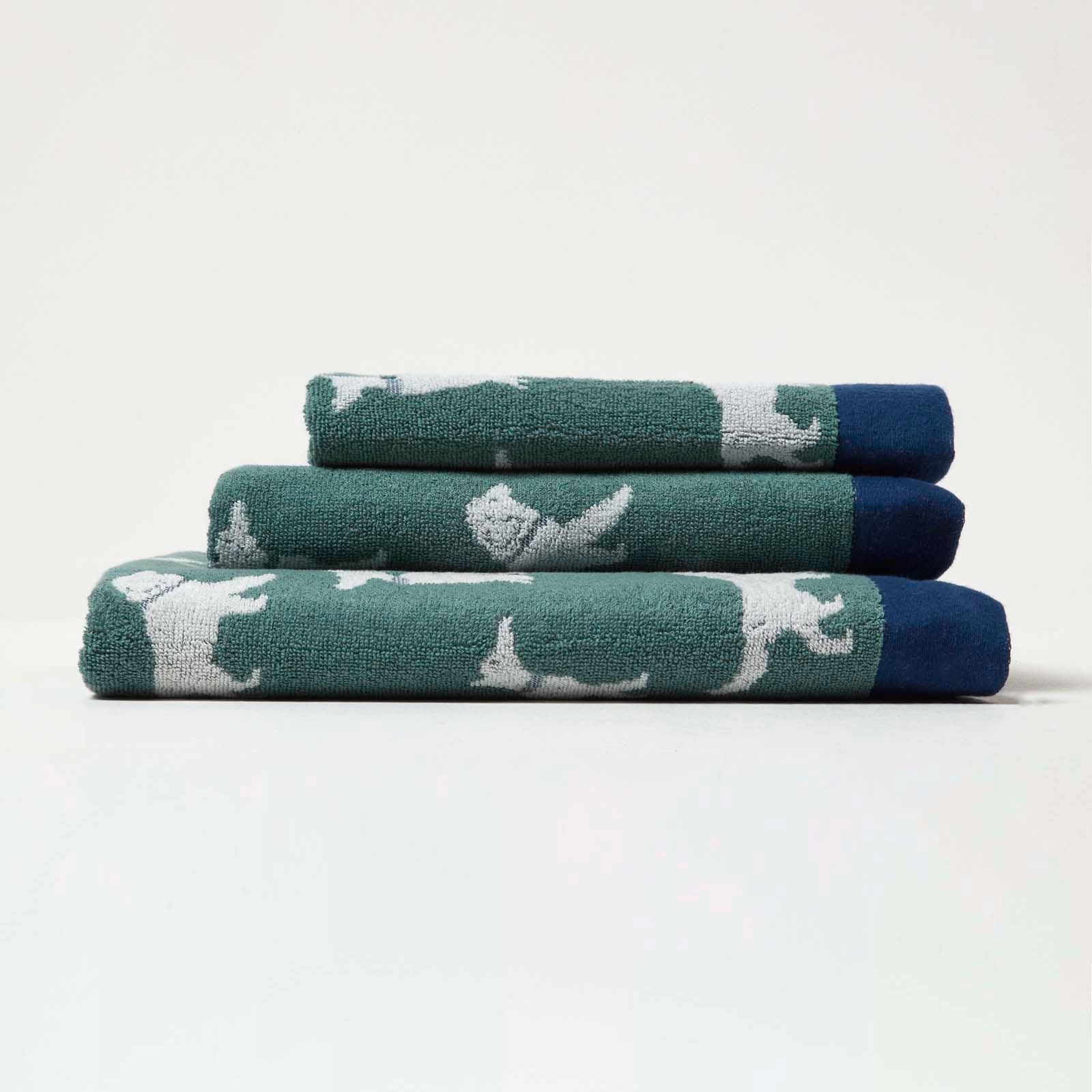 Dog Pattern 100% Cotton Hand Towel | Hand Towel | Green