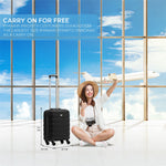 55x40x20cm Lightweight Luggage Hard Shell Cabin Suitcase 60+ Airlines Approved - Carry On Case - 4 Wheels | 55 x 40 x 20cm | Black & Silver