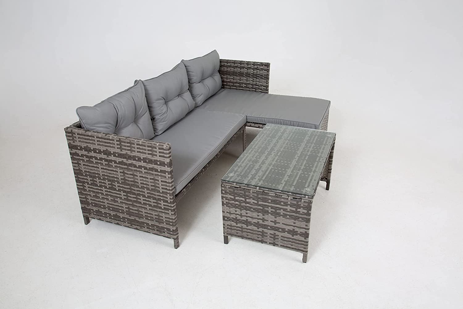 Riverside Grey Corner Rattan Patio Set - Stylish And Durable Outdoor Furniture | Gray