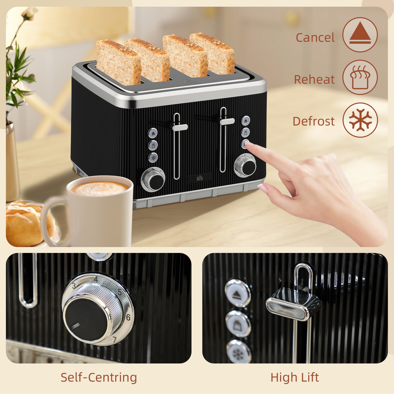 Rapid Boil Kettle & Toaster Set | Black