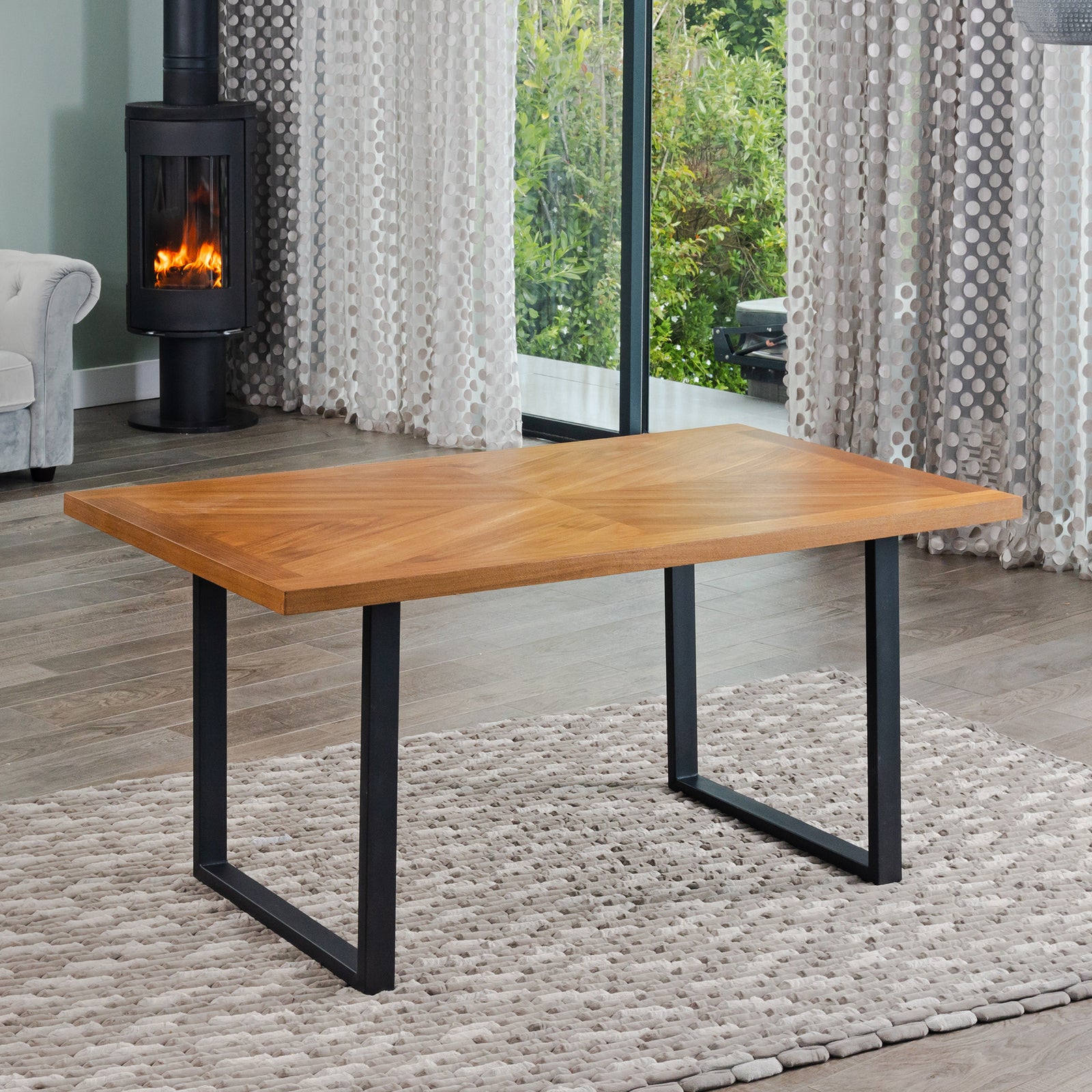 Campora 160cm Wooden Veneer Table