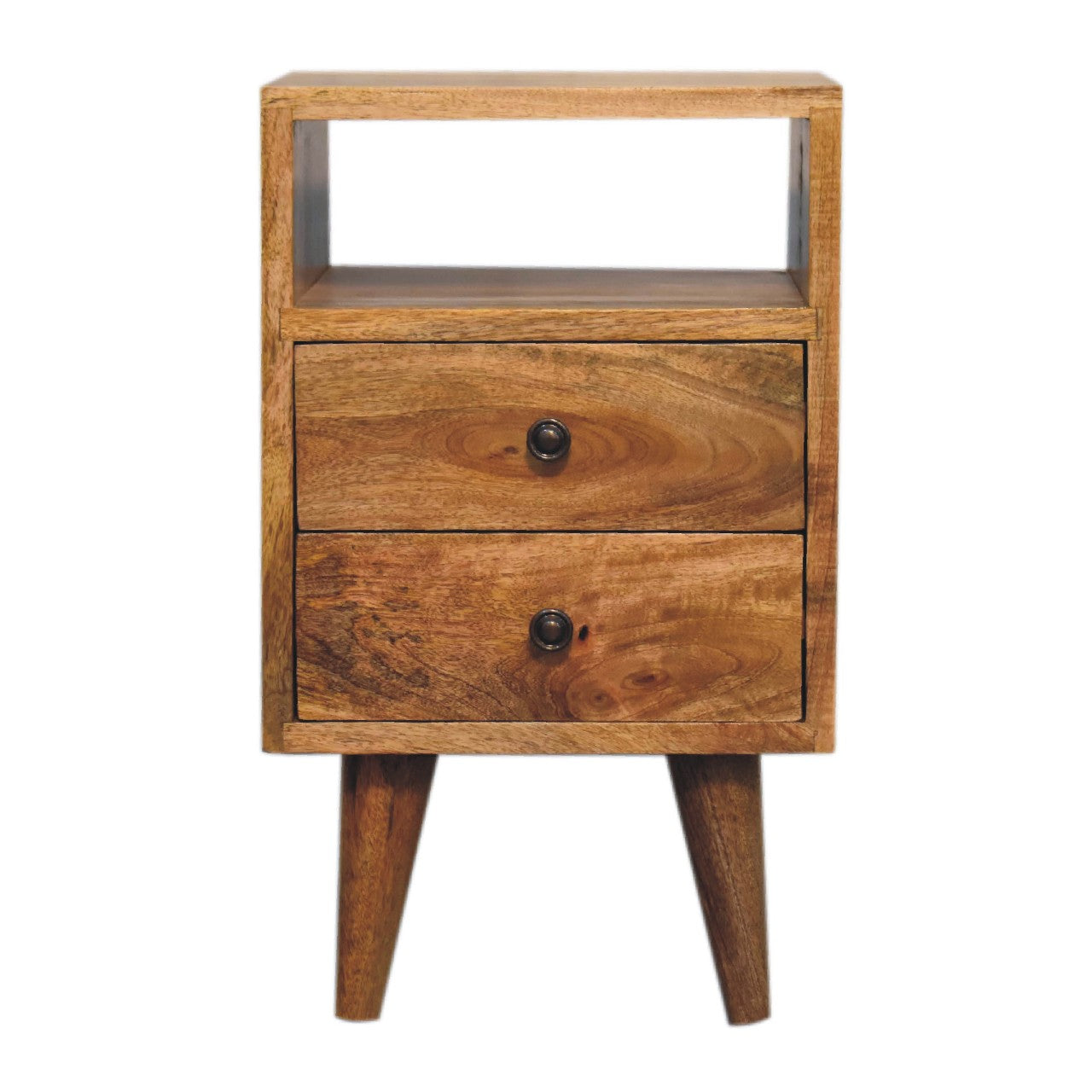 Solid Wood Mini Oak-ish Classic Open Bedside