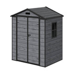 6x4.4 Ft Outdoor Plastic Storage Shed With Floor, Window, Vents & Double Lockable Doors,wood Grain Design