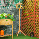 Pawhut Bird Table Wooden Feeding Station With Stand For Garden Wooden 153cm