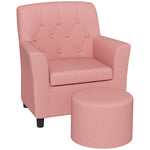 Kids Sofa Set With Footrest For Playroom Bedroom | Pink