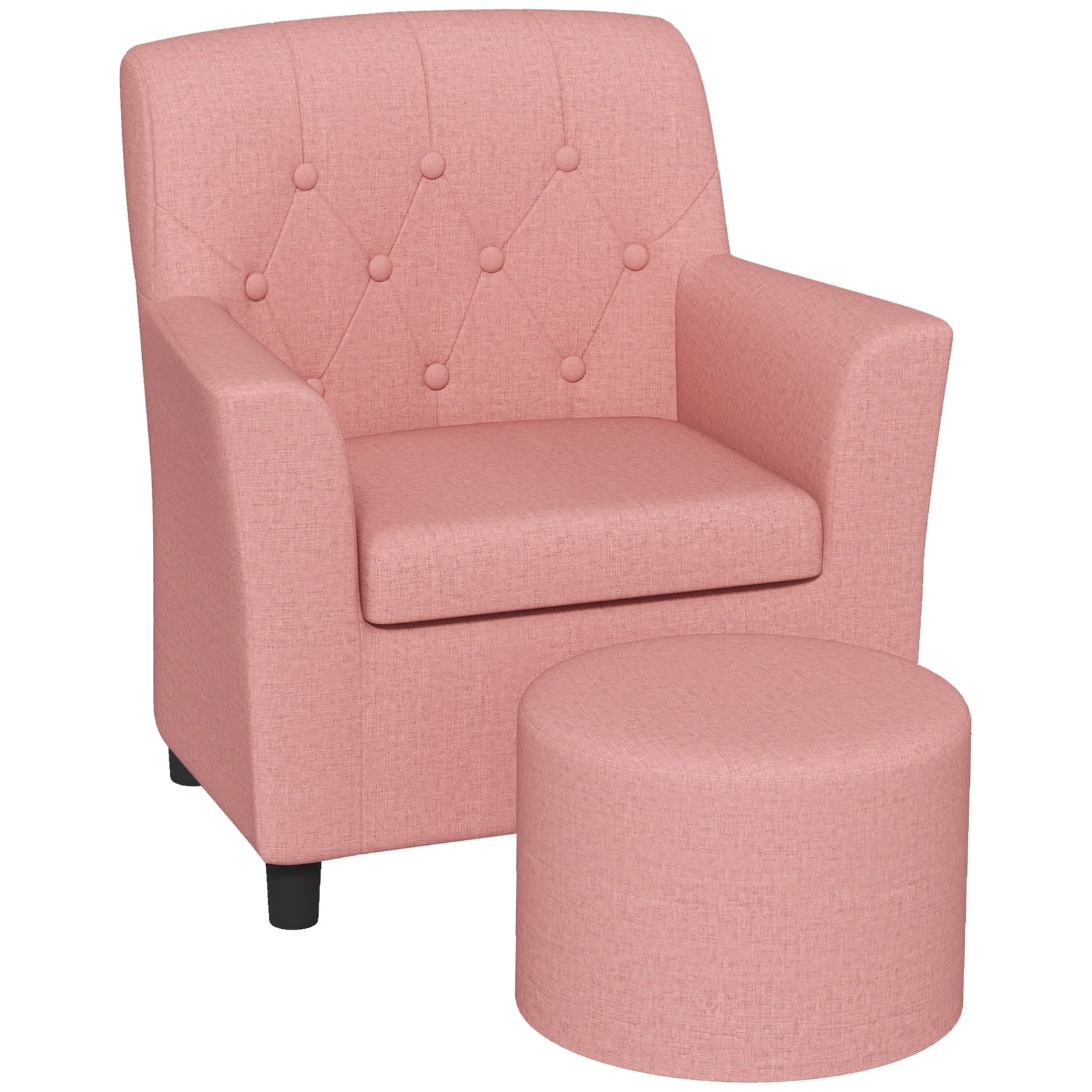 Kids Sofa Set With Footrest For Playroom Bedroom | Pink