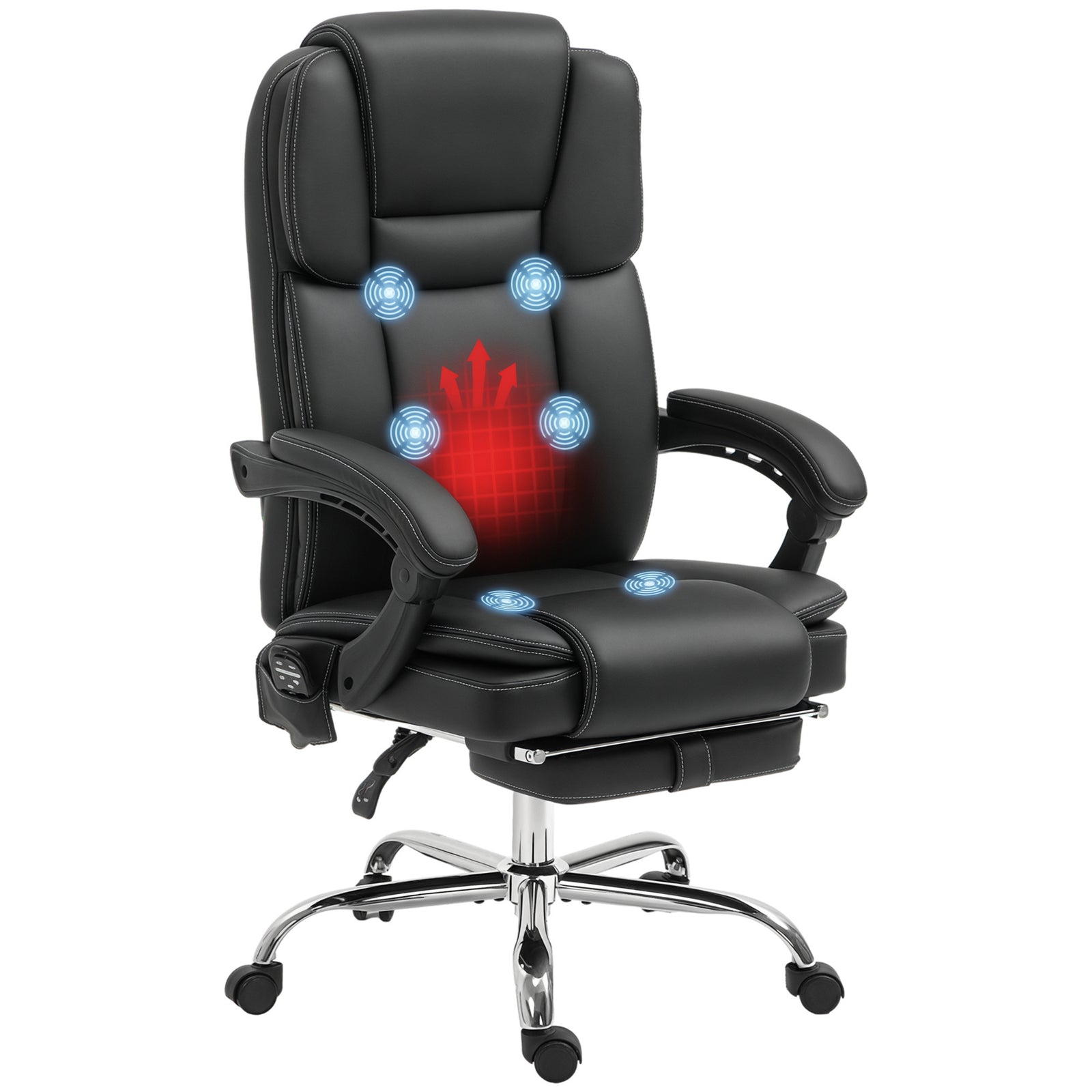 Massage Office Chair, Pu Leather | Black